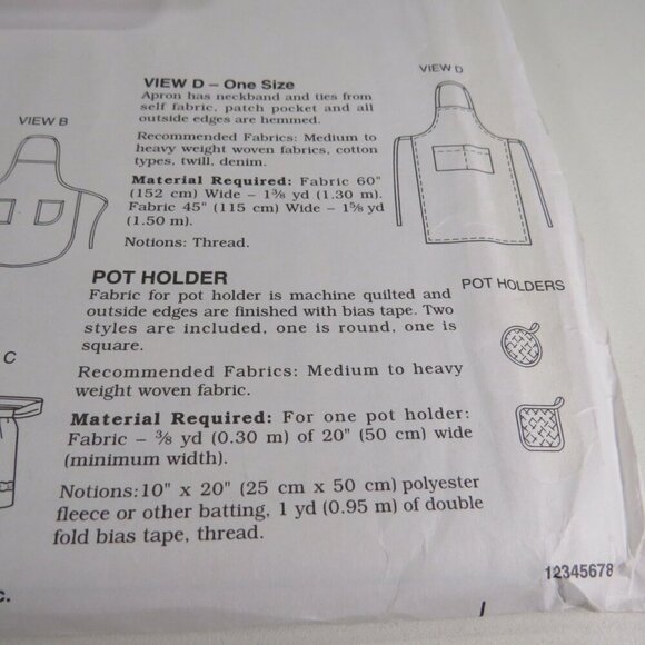 Kwik Sew 2311 Sewing Pattern NEW (5 styles of Aprons) UNCUT - Picture 5 of 7